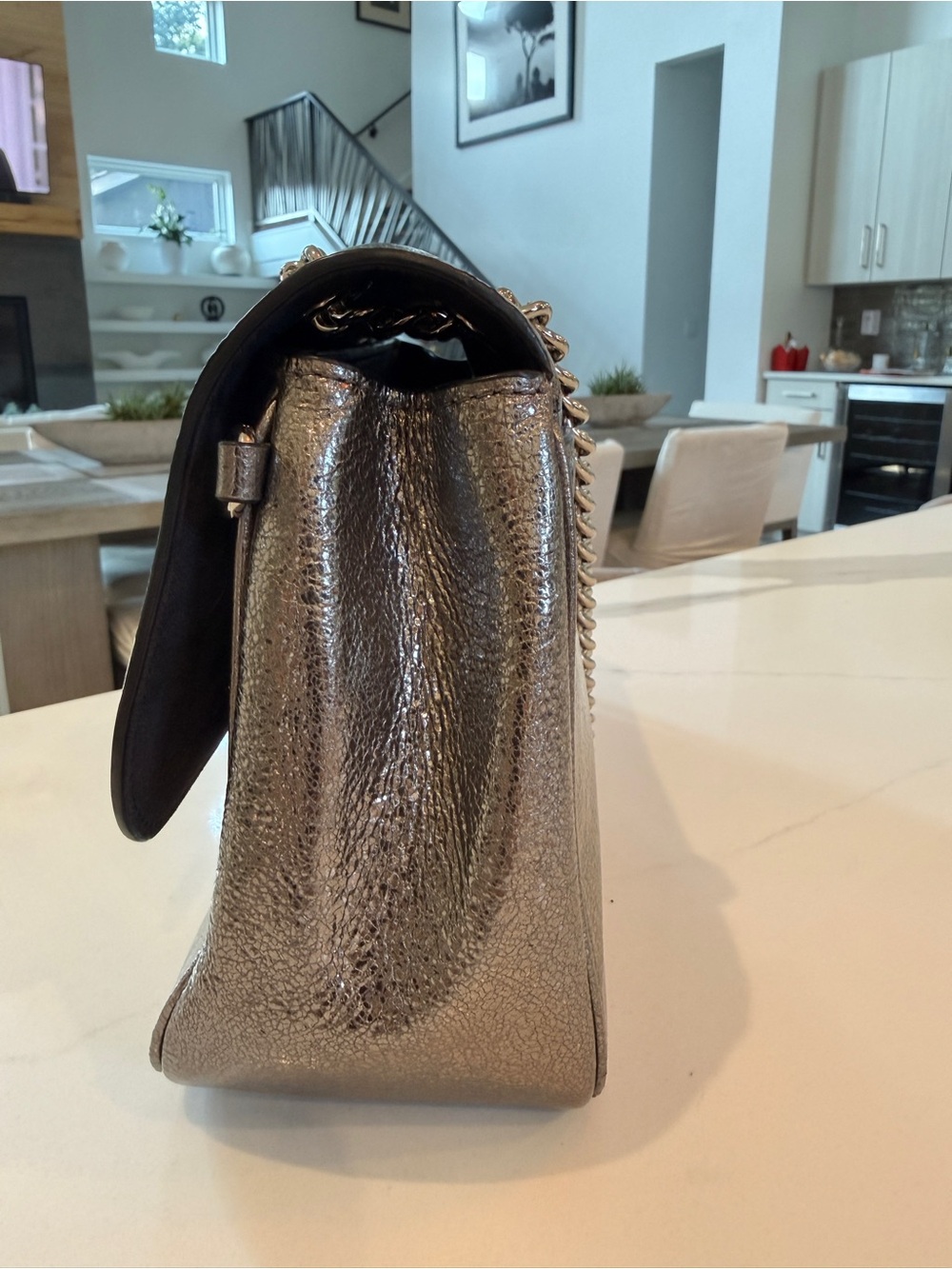 Coach Metallic Silver Chain Strap Crossbody Bag - Picture 8 of 11